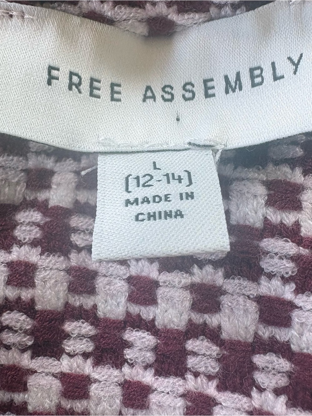 Free Assembly Woven Houndstooth Burgundy & White Cardigan Sweater S: Large - Picture 16 of 16